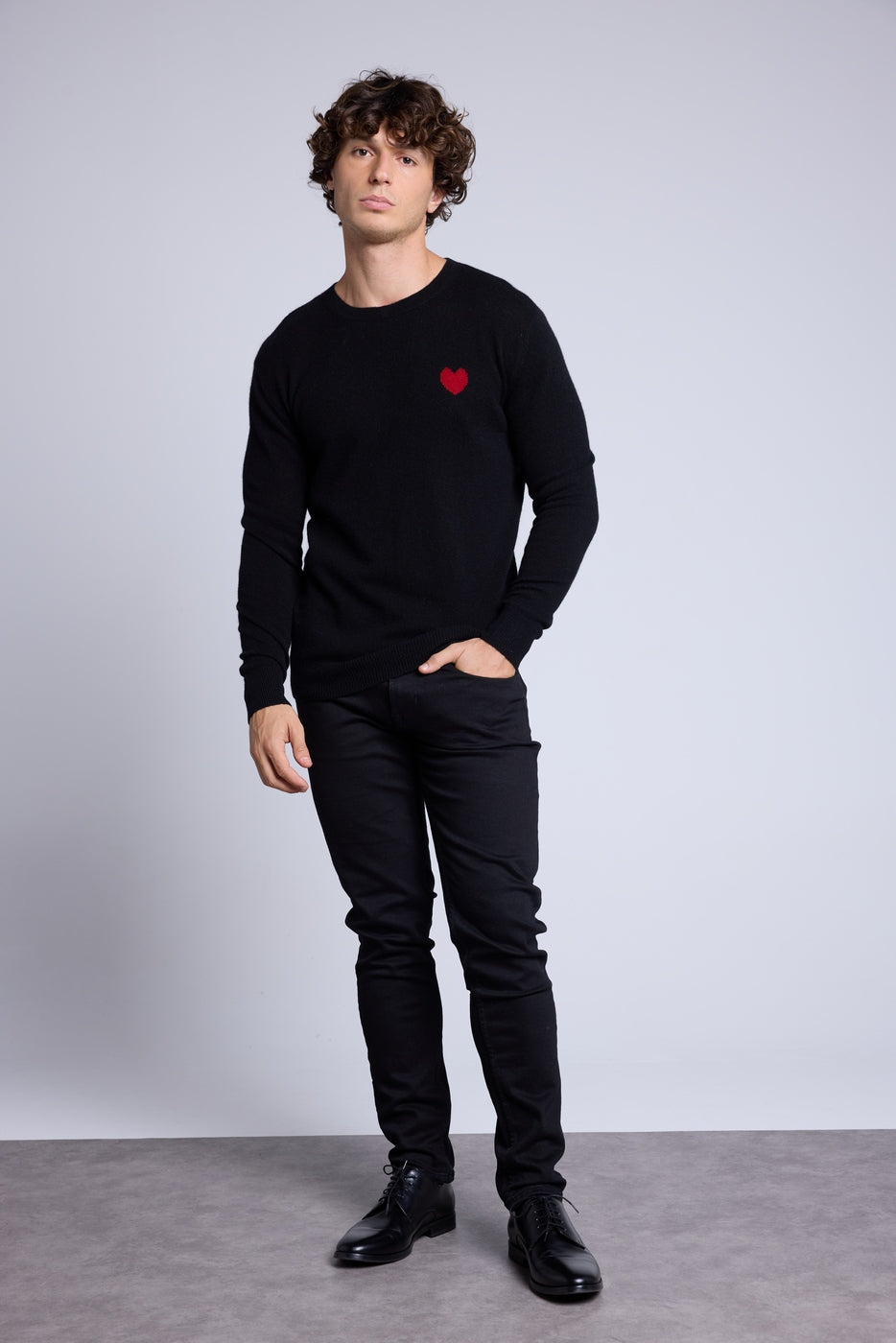 Jersey Victor de cuello redondo con corazón - Negro y rojo - Hombre