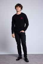 Jersey Victor de cuello redondo con corazón - Negro y rojo - Hombre