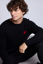 Jersey Victor de cuello redondo con corazón - Negro y rojo - Hombre
