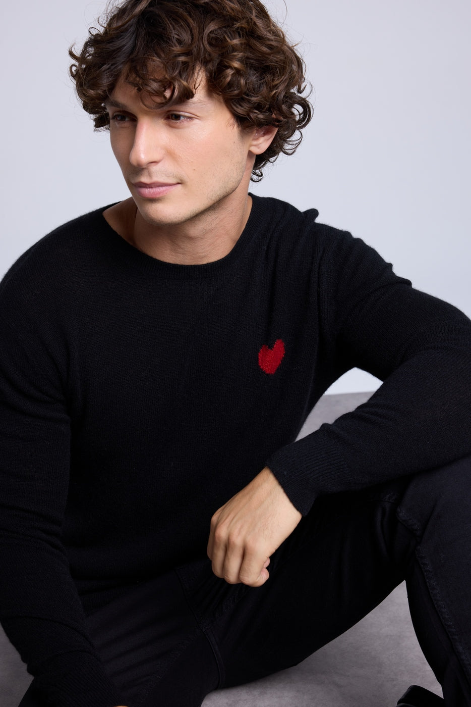 Jersey Victor de cuello redondo con corazón - Negro y rojo - Hombre
