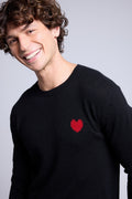Jersey Victor de cuello redondo con corazón - Negro y rojo - Hombre