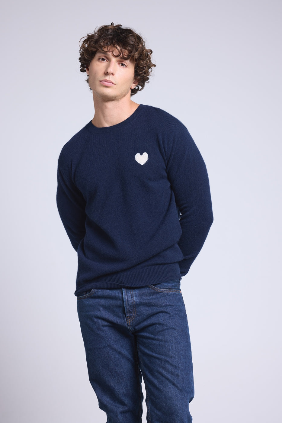 Jersey Cuello Redondo Corazón Victor - Azul Marino y Blanco - Hombre