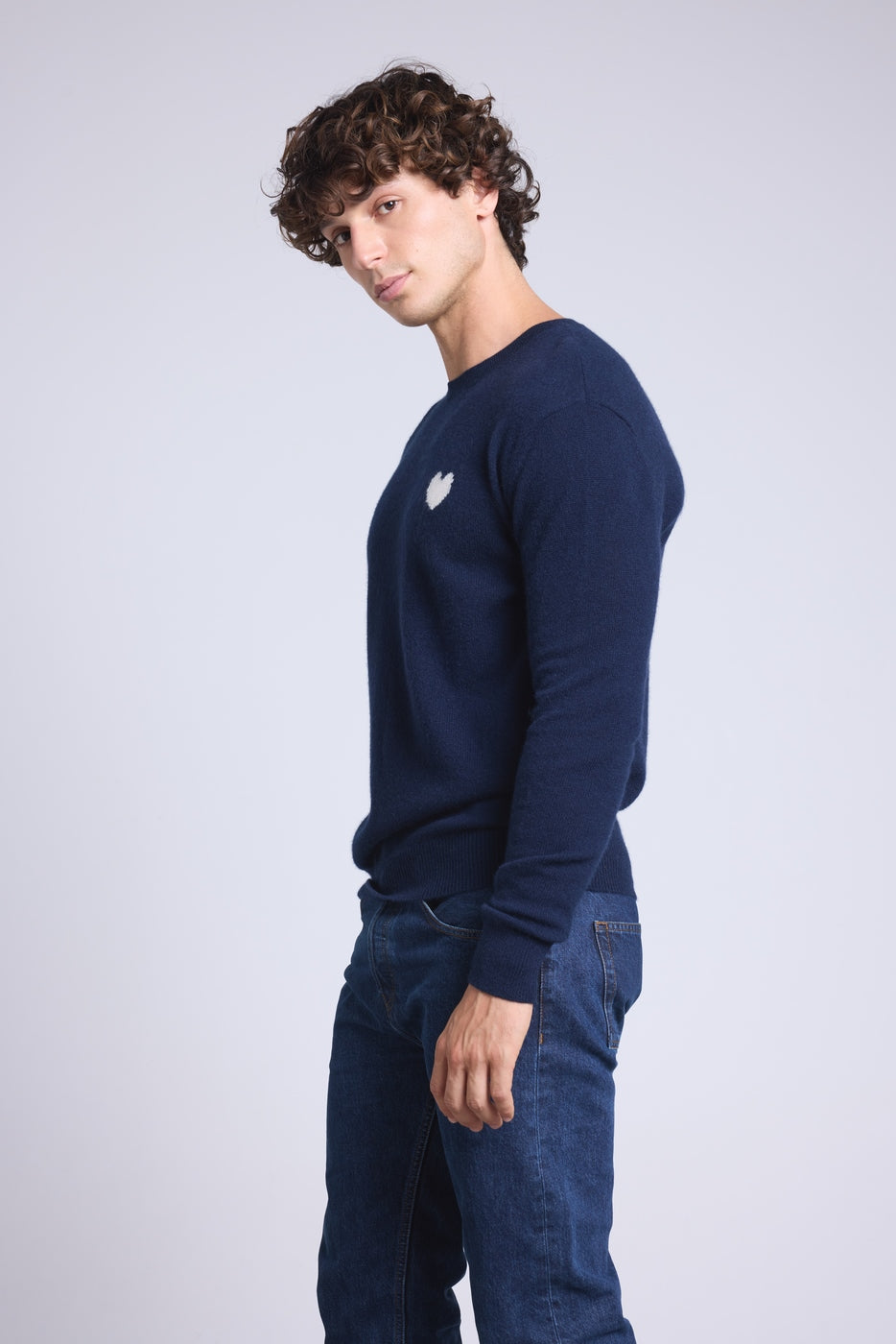 Jersey Cuello Redondo Corazón Victor - Azul Marino y Blanco - Hombre