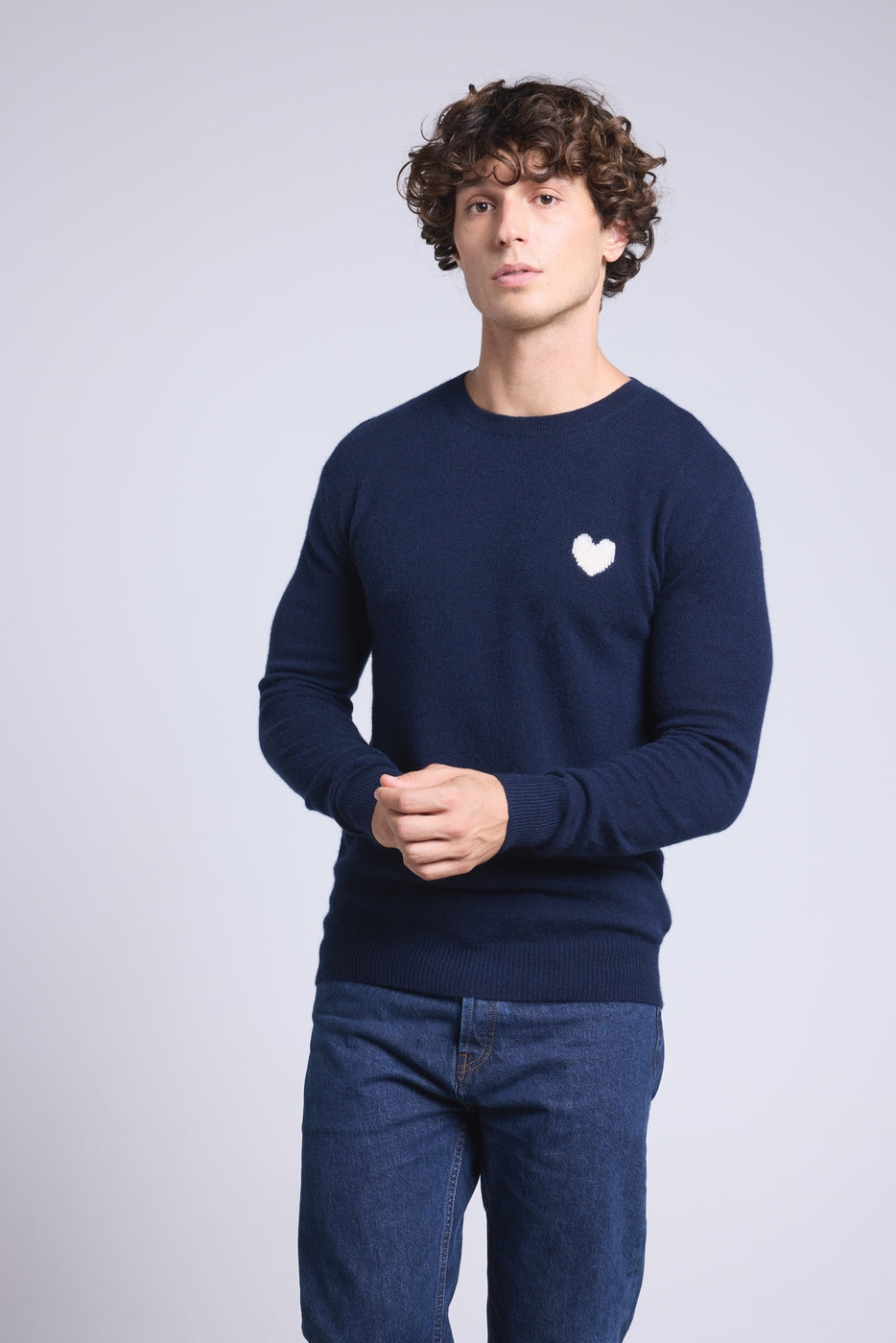 Jersey Cuello Redondo Corazón Victor - Azul Marino y Blanco - Hombre