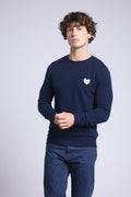 Jersey Cuello Redondo Corazón Victor - Azul Marino y Blanco - Hombre