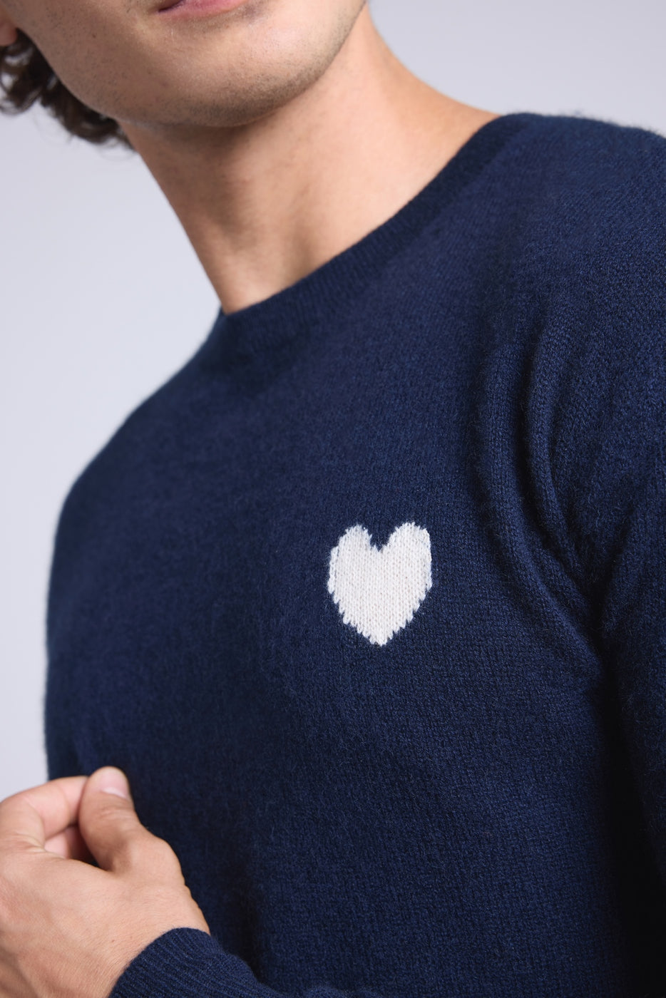 Jersey Cuello Redondo Corazón Victor - Azul Marino y Blanco - Hombre