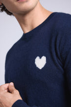 Jersey Cuello Redondo Corazón Victor - Azul Marino y Blanco - Hombre