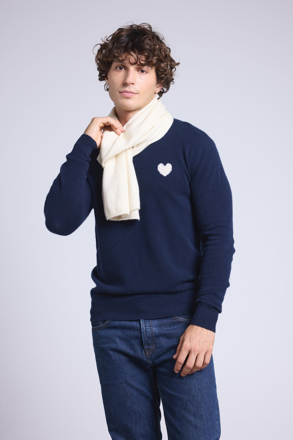 Jersey Cuello Redondo Corazón Victor - Azul Marino y Blanco - Hombre