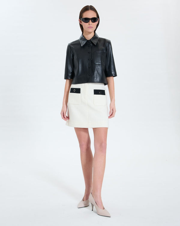 Falda trapecio tweed crudo _1