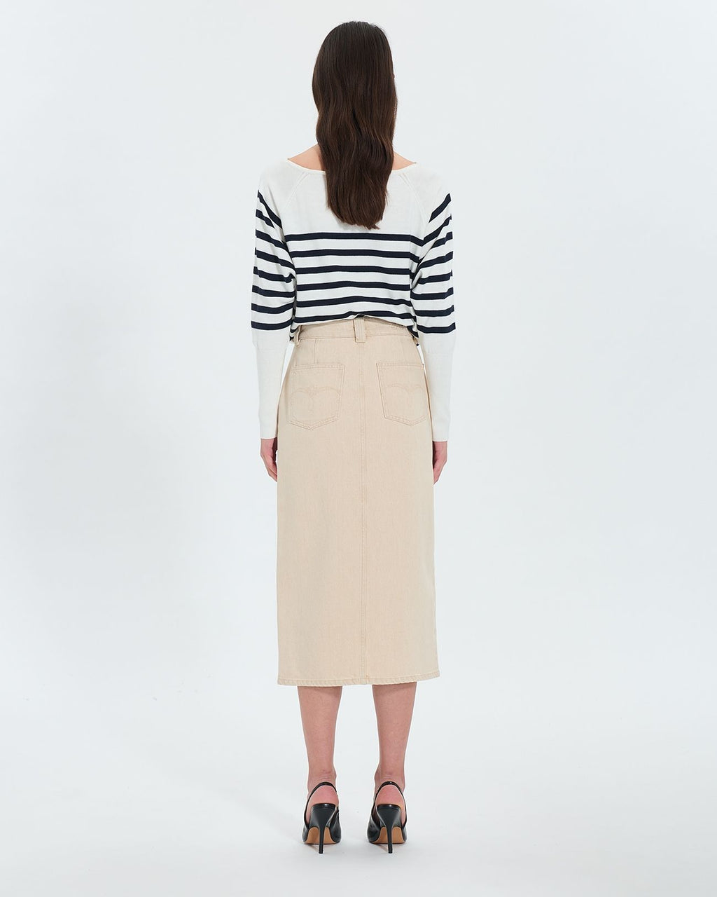 Falda vaquera larga beige_3