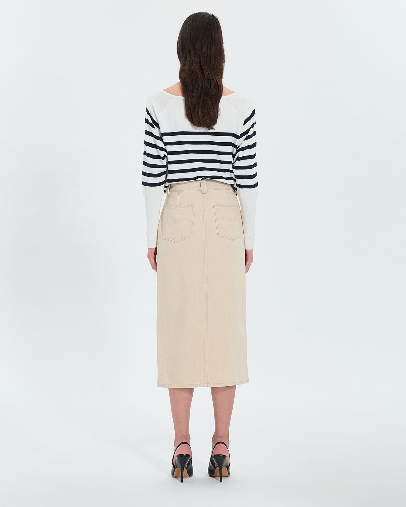 Falda vaquera larga beige_3