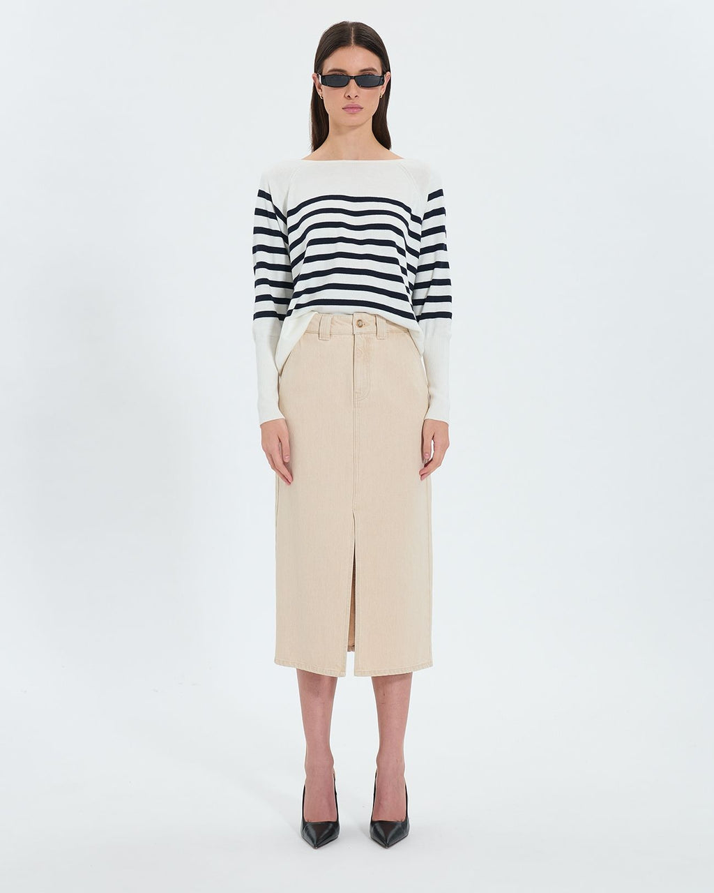 Falda vaquera larga beige_4