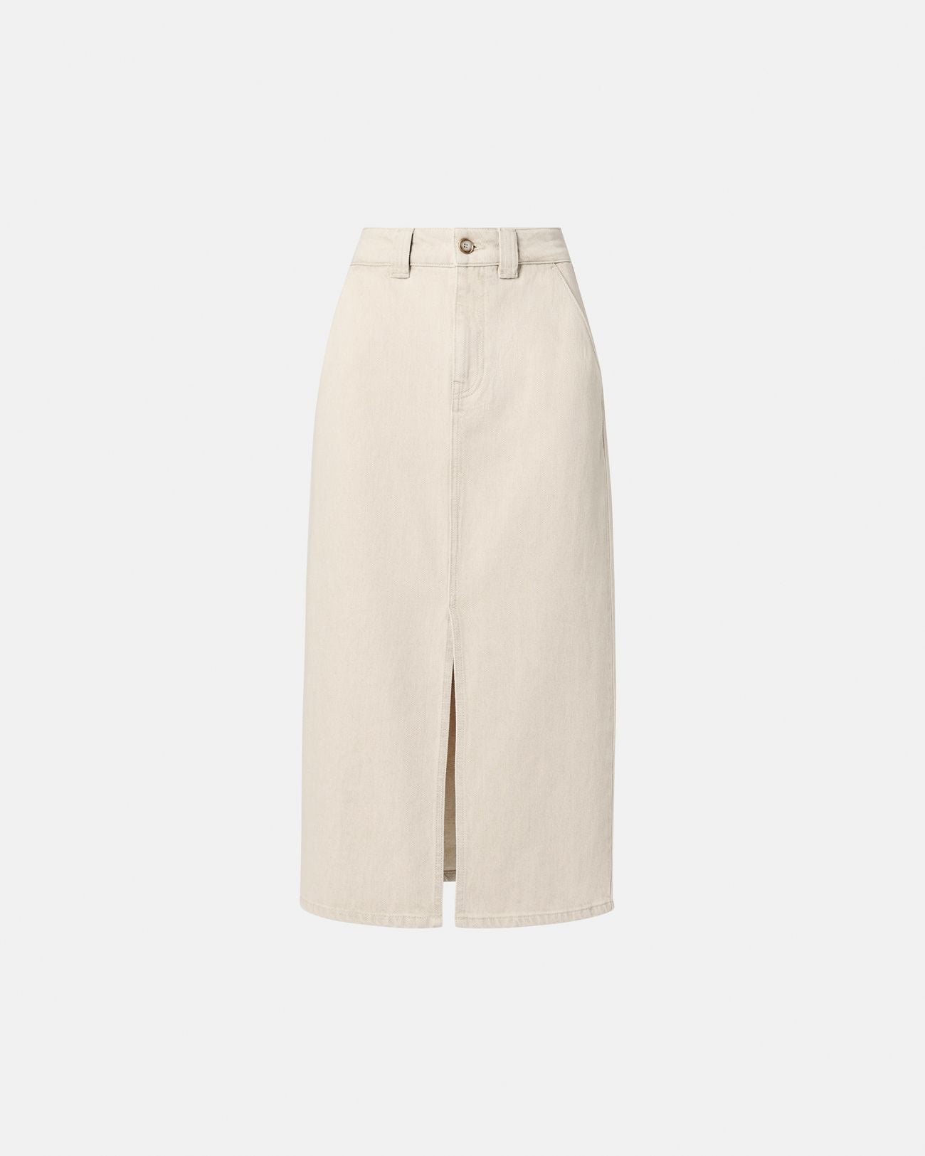 Falda vaquera larga beige_5
