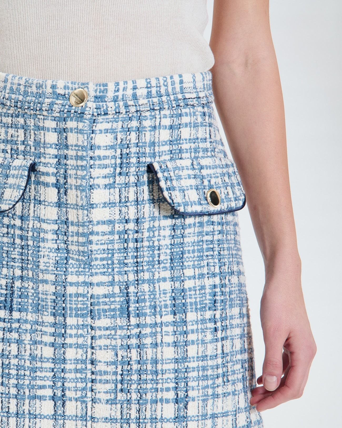 Short blue tweed style skirt_2
