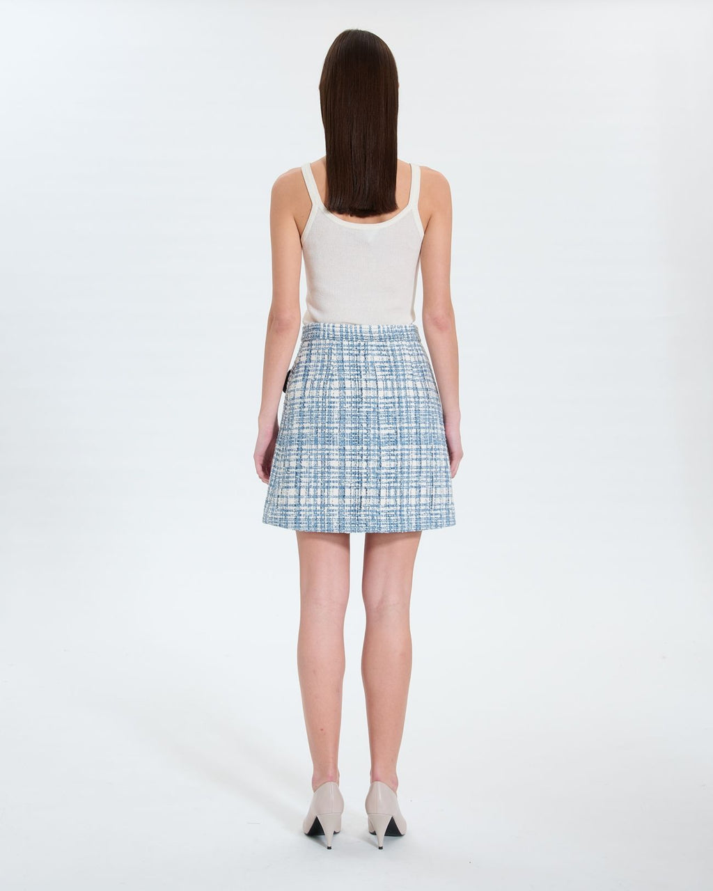 Short blue tweed style skirt_3