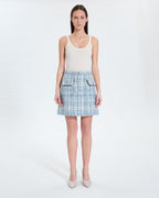 Short blue tweed style skirt_4