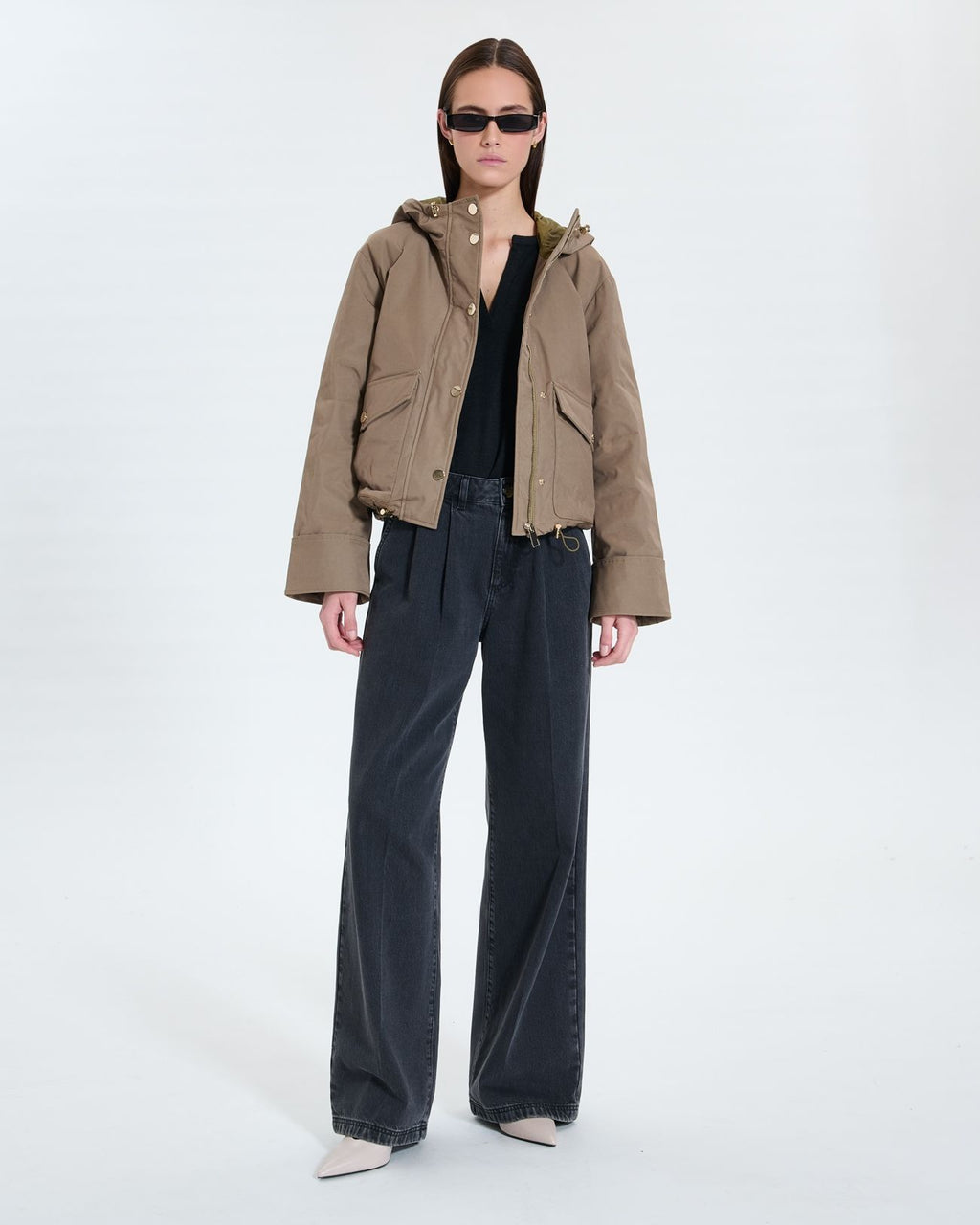 Short khaki nylon coat_2
