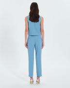 Pantalon ajusté en crêpe bleu_3