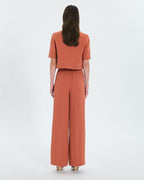 Pantalon ample en crêpe brique_3