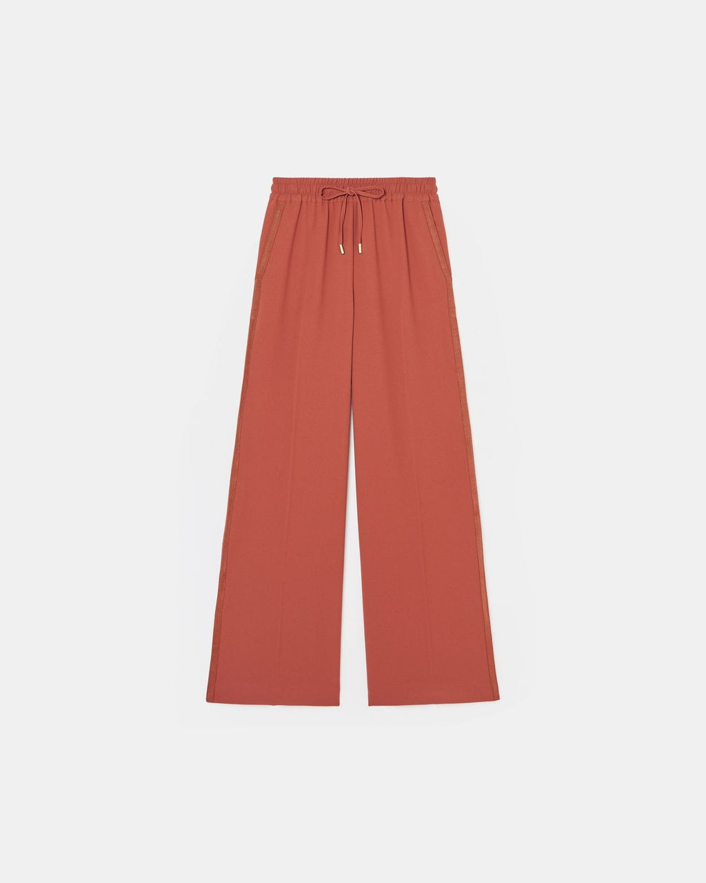 Pantalon ample en crêpe brique_5