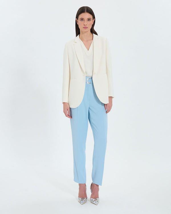 Pantalón pitillo de crepe azul 1