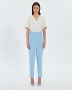 Pantalon cigarette en crêpe bleu_4