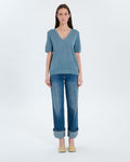 Blue V-neck sweater_4