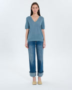 Blue V-neck sweater_4