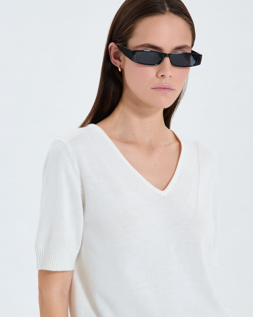Ecru short-sleeved sweater_1