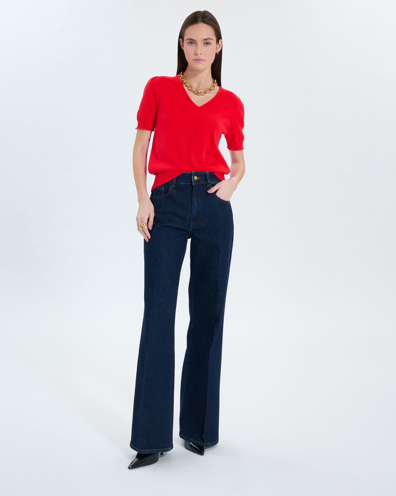 Pull manches courtes rouge_2