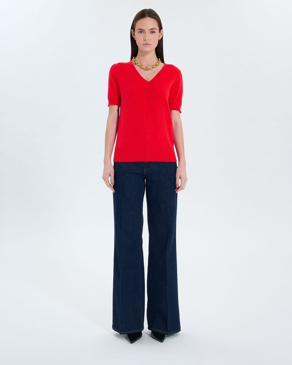 Pull manches courtes rouge_4