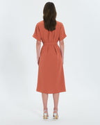 Robe fluide en crêpe brique_3