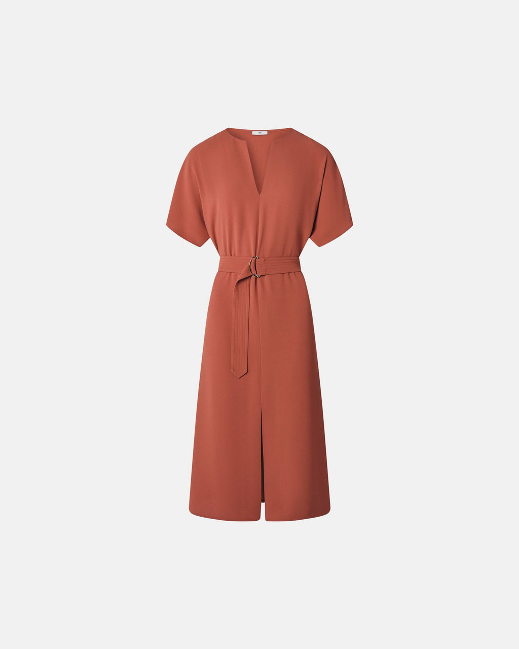 Robe fluide en crêpe brique_4