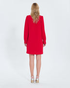 Short red crepe dress_3