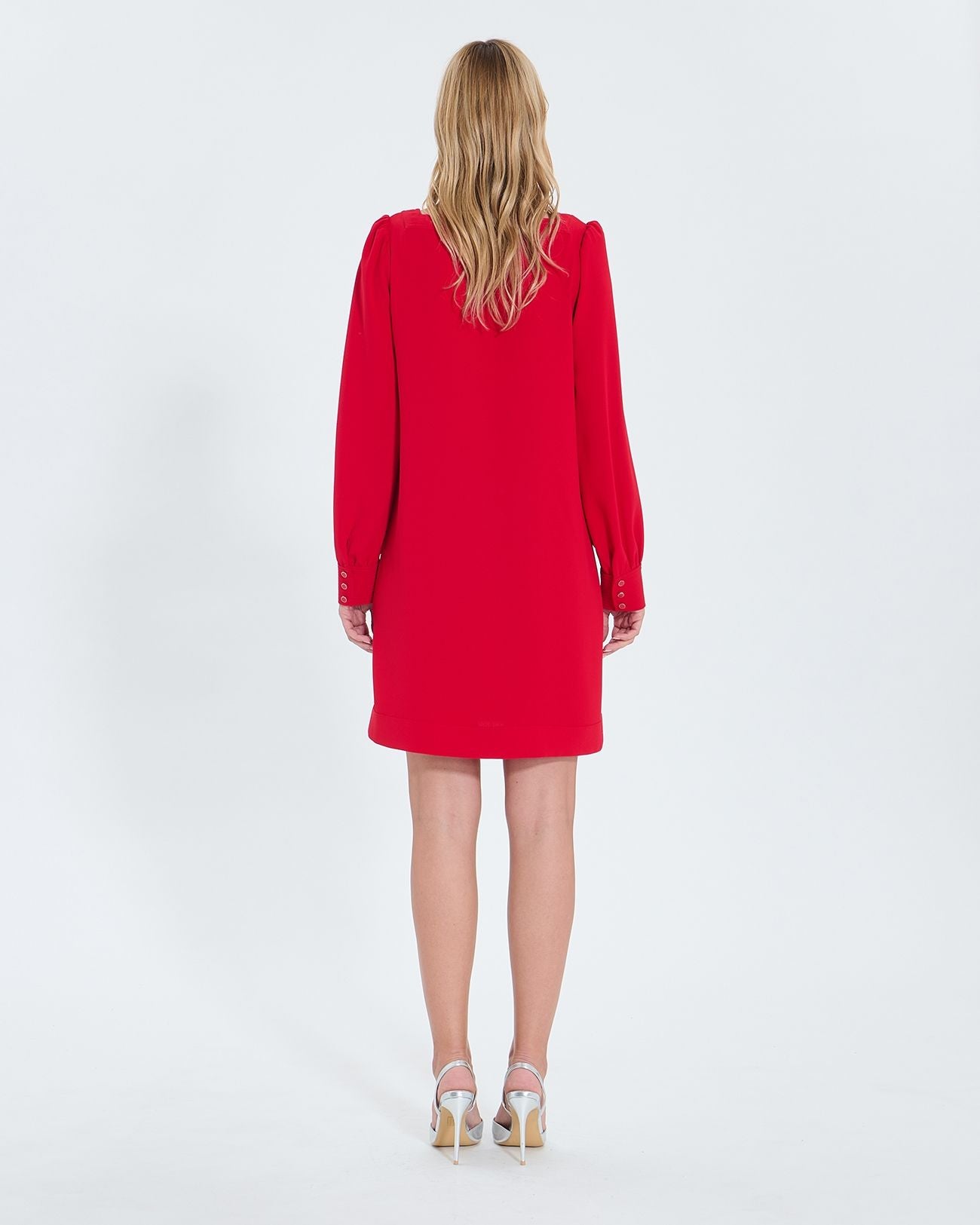 Short red crepe dress_3