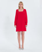 Short red crepe dress_4