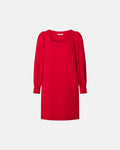 Short red crepe dress_5