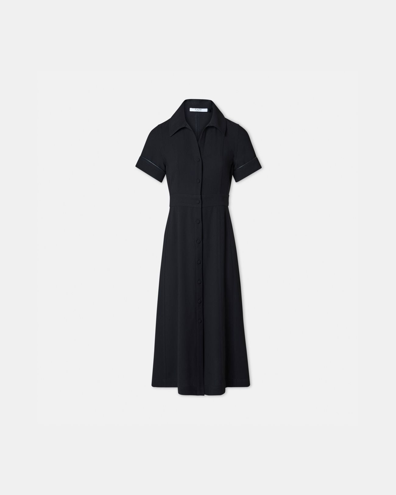Black crepe shirt dress_1