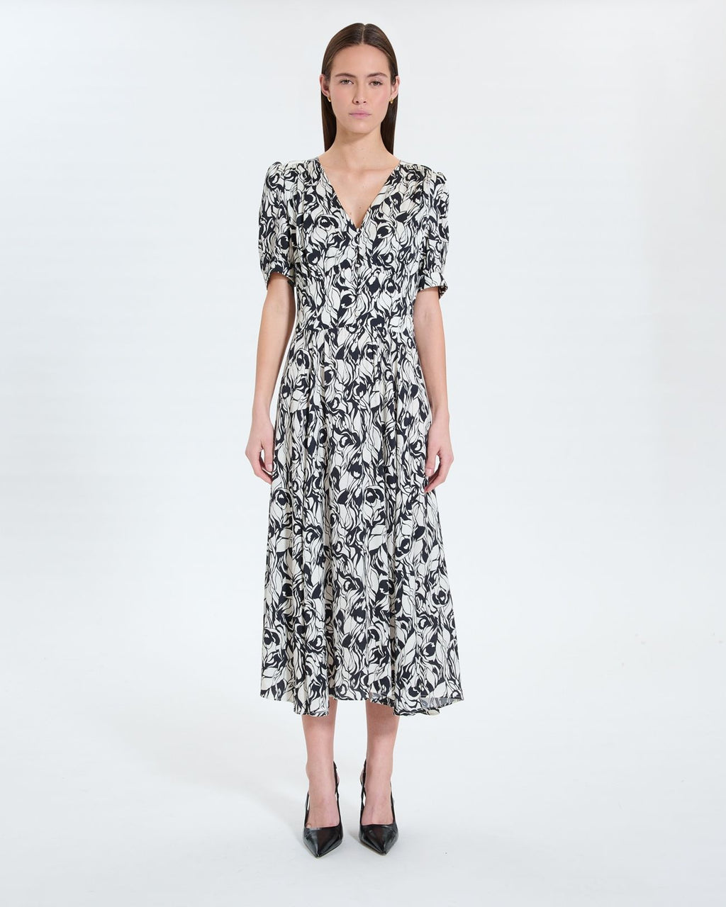 Robe longue évasée à imprimé floral_2