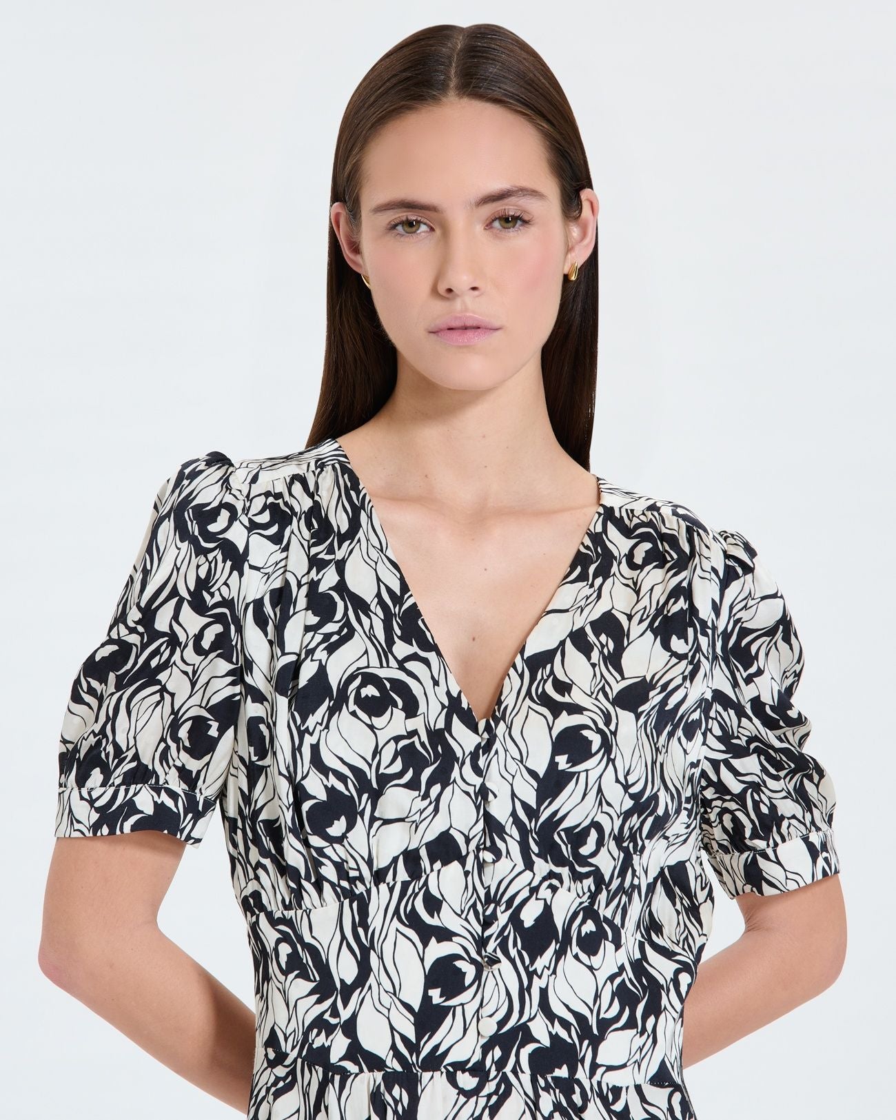 Robe longue évasée à imprimé floral_3