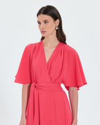 Coral crepe wrap dress_2