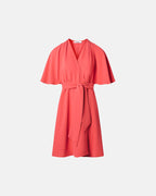 Coral crepe wrap dress_4