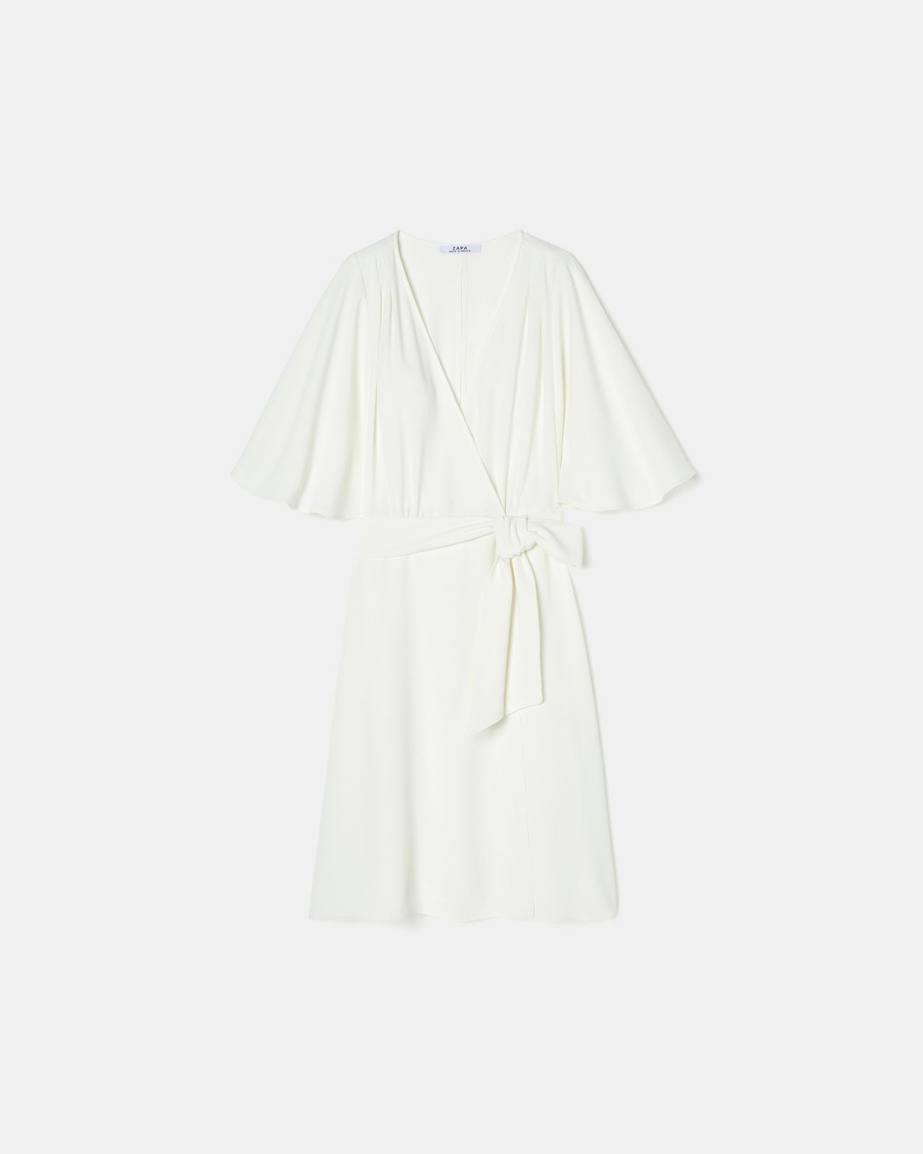 Vestido cruzado de crepé crudo_1