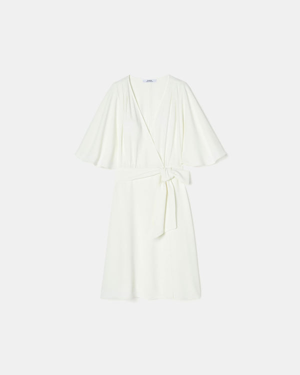 Ecru crepe wrap dress_1