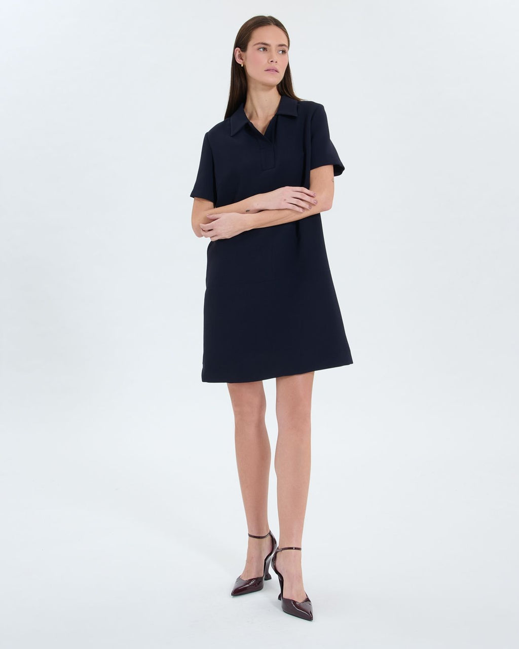 Vestido camisero nocturno de crepe 1