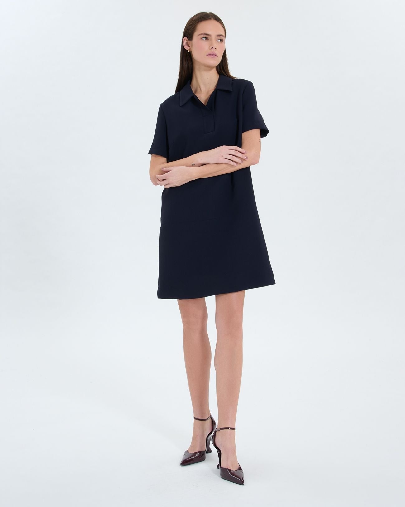 Vestido camisero nocturno de crepe 1