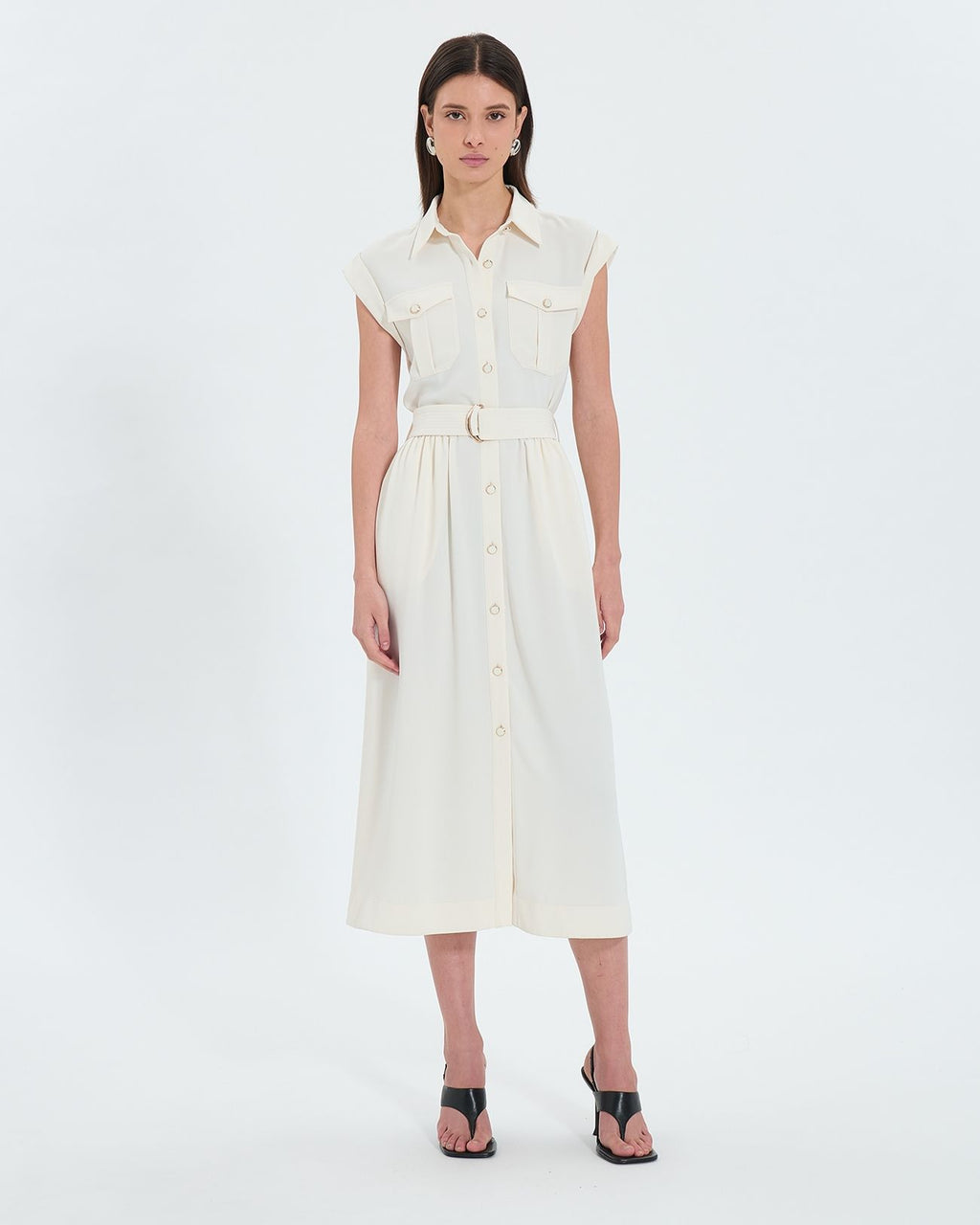 Robe saharienne midi écrue_1