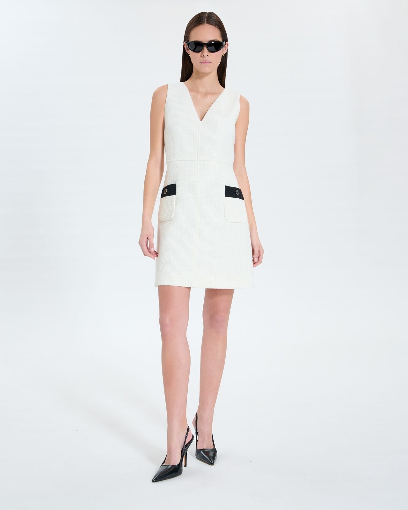 Vestido corto tweed crudo _1