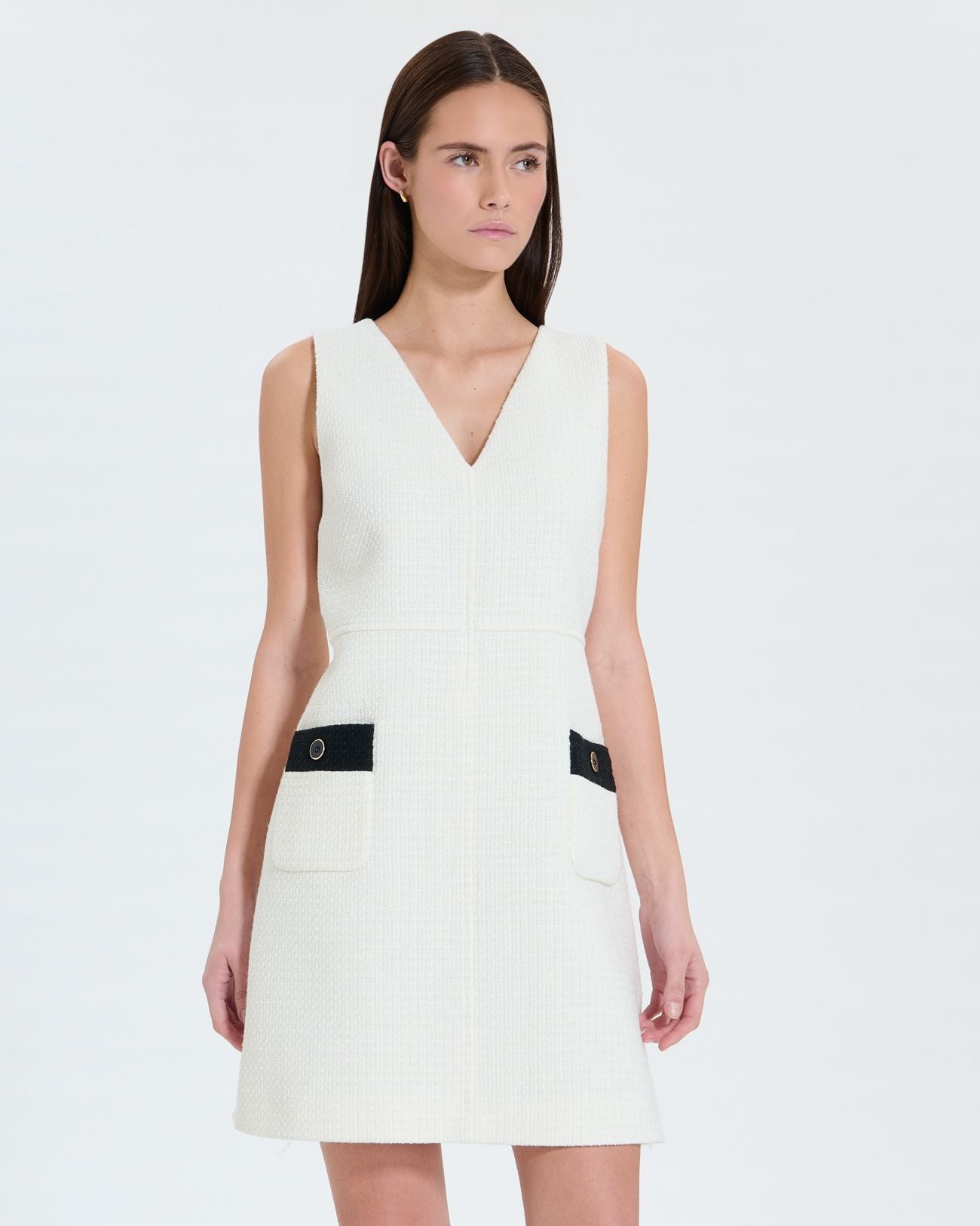 Vestido corto tweed crudo _2