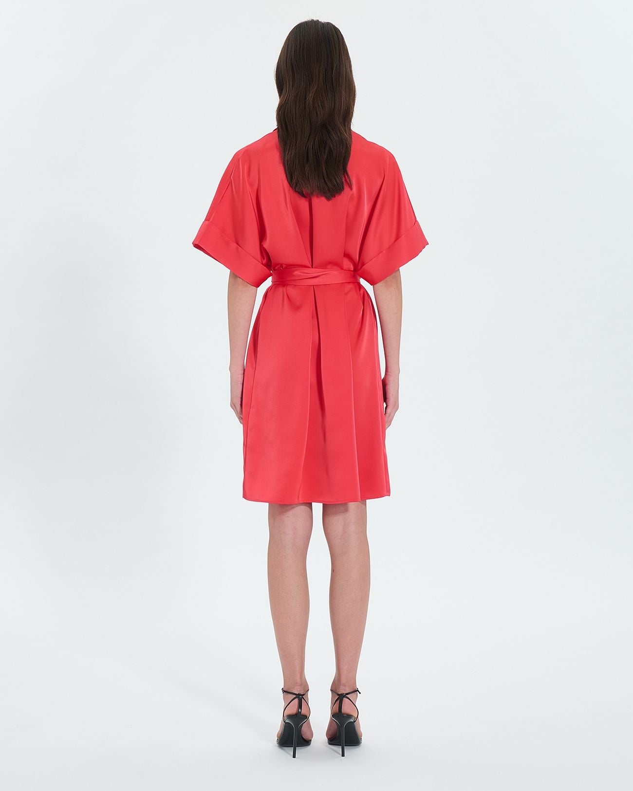 Vestido camisero raso coral_3